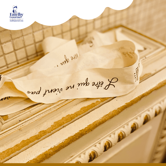 Beige Ribbon printed with FRENCH SLOGAN - pack of 2