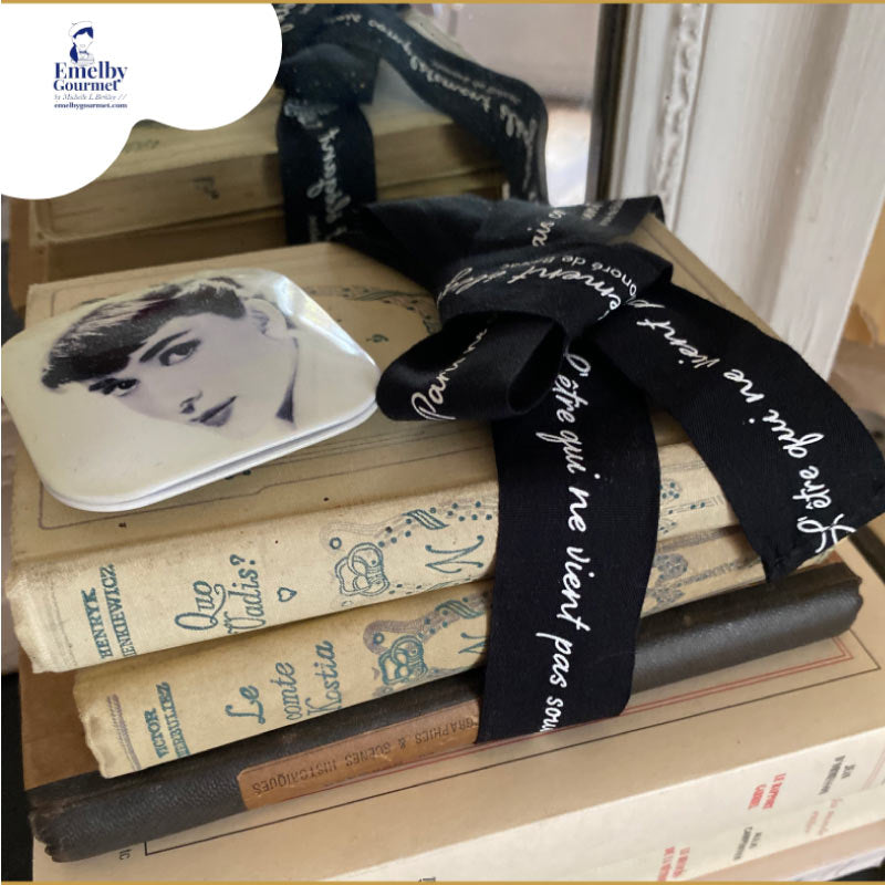 Black Ribbon printed with FRENCH SLOGAN - pack of 2