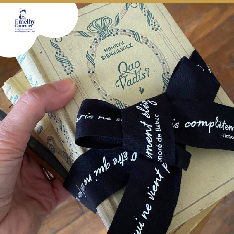 Black Ribbon printed with FRENCH SLOGAN - pack of 2