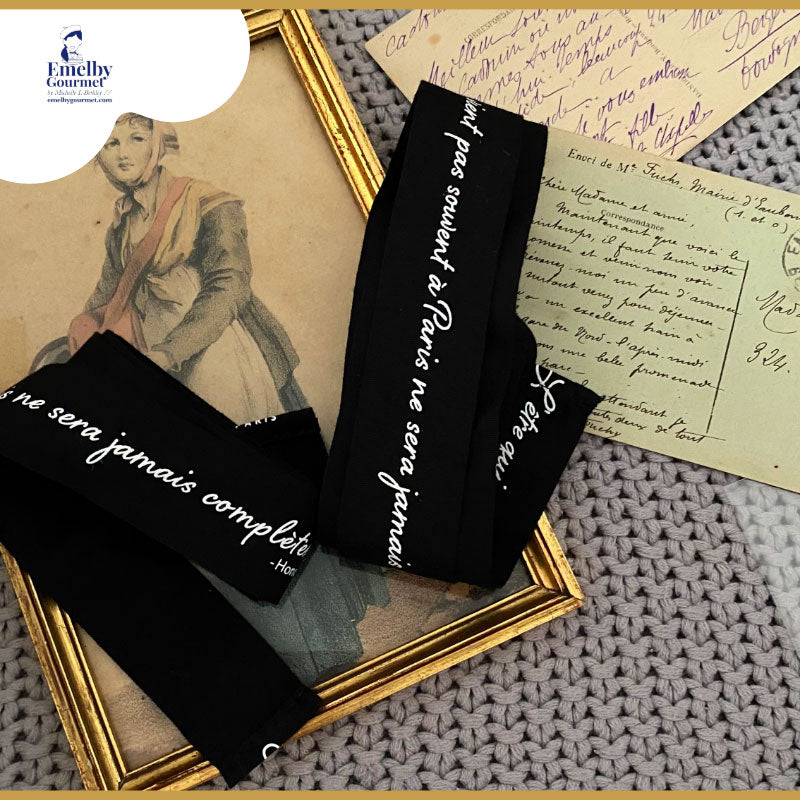 Black Ribbon printed with FRENCH SLOGAN - pack of 2