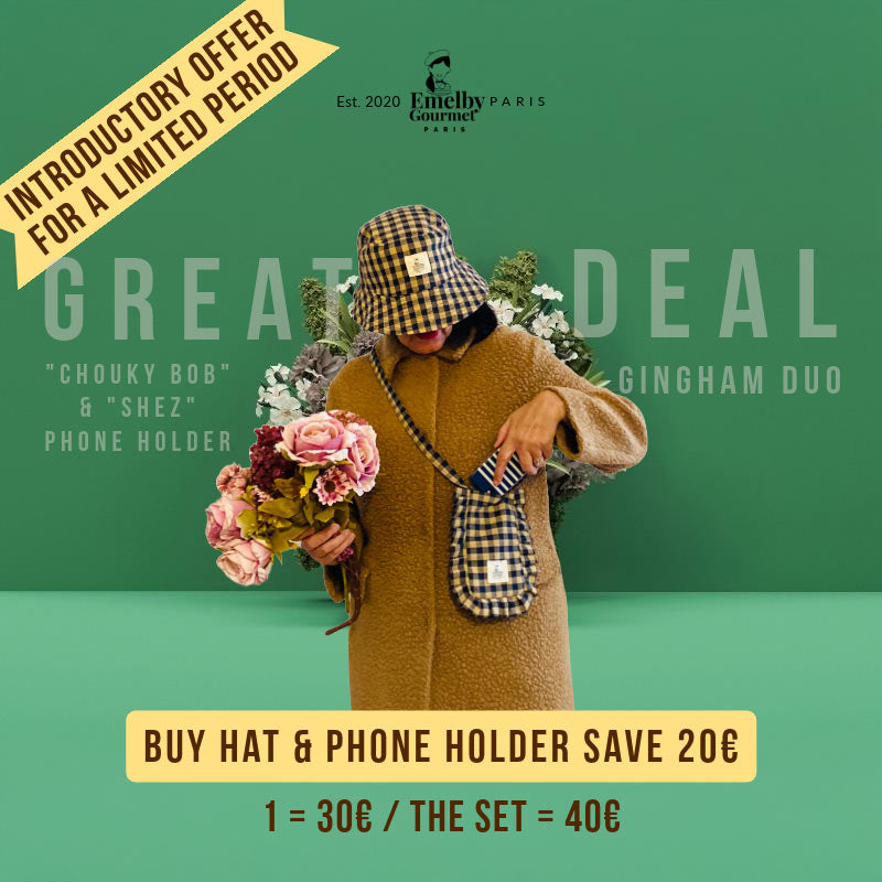 Buy gingham PHONE HOLDER and Chouky BUCKET HAT (save 20€)