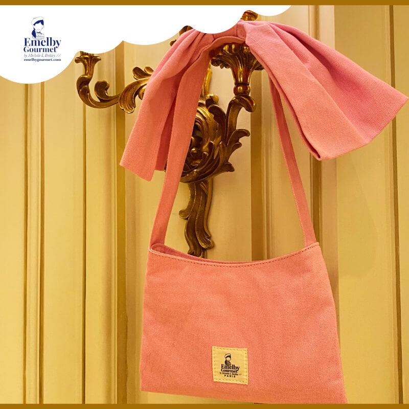 "Rose Bonbon" small pink shoulder bag with huge FLOPPY BOW